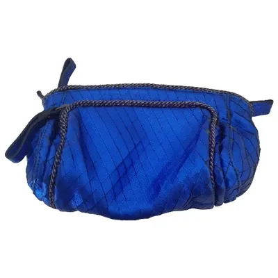 Pre-owned Maje Leather Clutch Bag In Blue