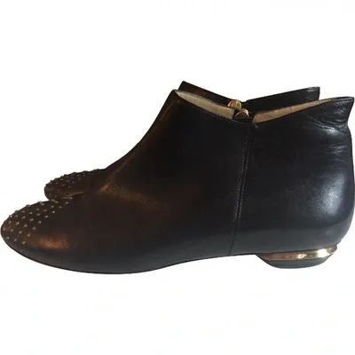 Pre-owned Nicholas Kirkwood Leather Ankle Boots In Black