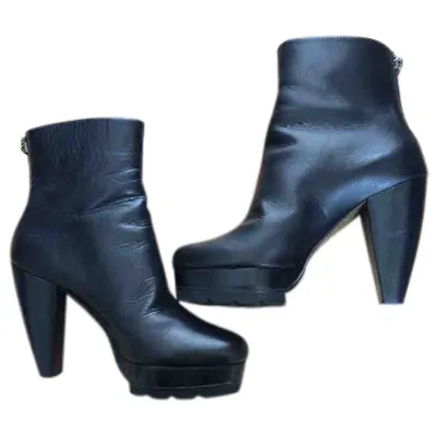 Pre-owned Walter Steiger Leather Ankle Boots In Black