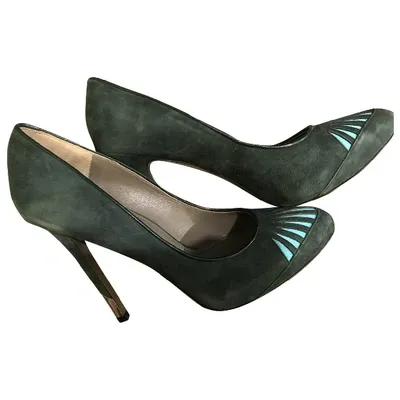 Pre-owned Versace Heels In Green