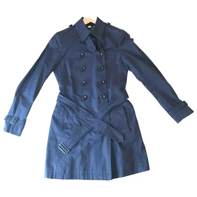 Pre-owned Burberry Trench Coat In Blue