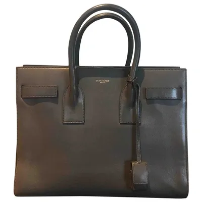 Pre-owned Saint Laurent Sac De Jour Leather Handbag In Grey