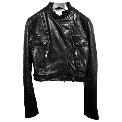 Pre-owned Givenchy Leather Biker Jacket In Black