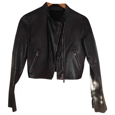 Pre-owned Ermanno Scervino Leather Coat In Black