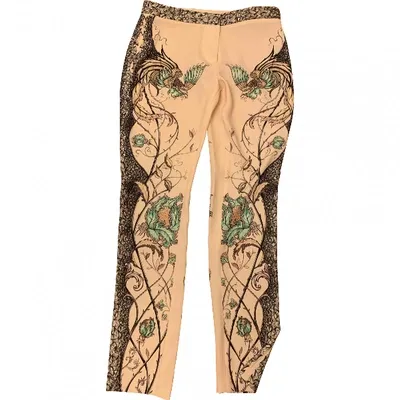 Pre-owned Zeynep Tosun Silk Trousers In Beige