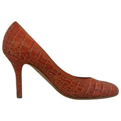 Pre-owned Dior Leather Heels In Orange