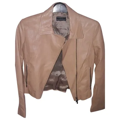 Pre-owned Joseph Leather Short Vest In Beige