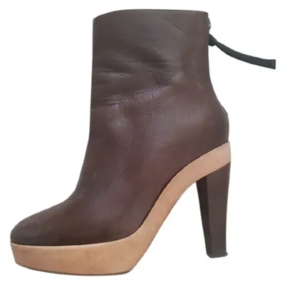 Pre-owned Marni Leather Ankle Boots In Brown