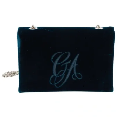 Pre-owned Giorgio Armani Velvet Crossbody Bag In Blue