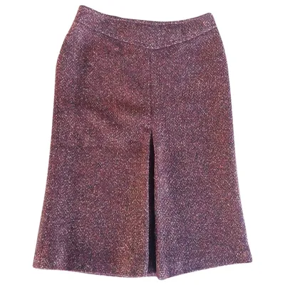 Pre-owned Max Mara Wool Mid-length Skirt In Burgundy