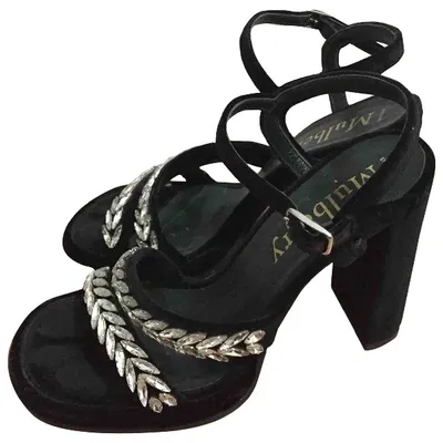 Pre-owned Mulberry Velvet Sandal In Black