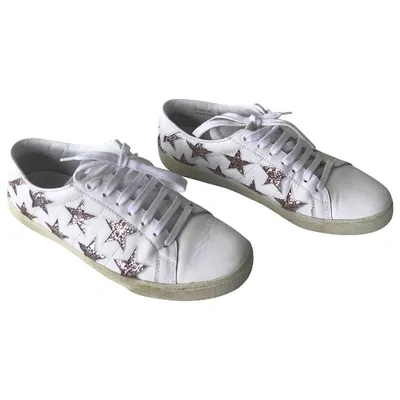 Pre-owned Saint Laurent Court Leather Trainers In White