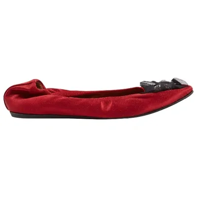 Pre-owned Lanvin Cloth Ballet Flats In Red