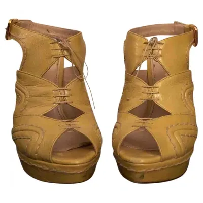 Pre-owned Prada Leather Sandals In Yellow