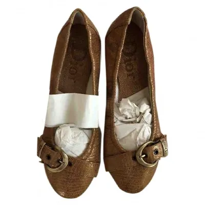 Pre-owned Dior Leather Ballet Flats In Brown