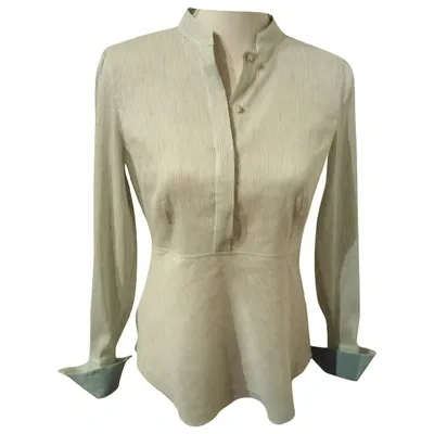 Pre-owned Brooks Brothers Linen Blouse In Blue