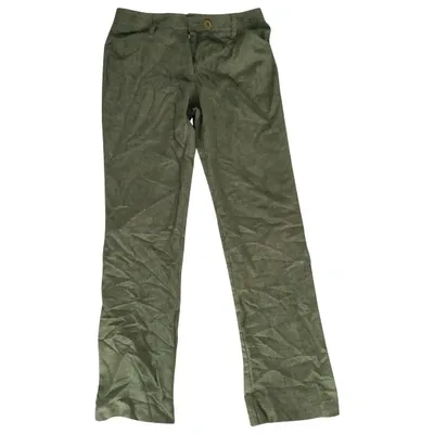 Pre-owned Max Mara Wool Straight Pants In Green