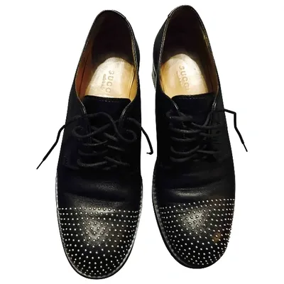 Pre-owned Gucci Leather Lace Ups In Black