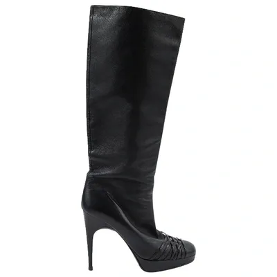 Pre-owned Dior Leather Boots In Black