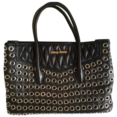 Pre-owned Miu Miu Leather Handbag In Black