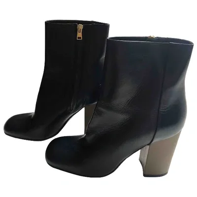 Pre-owned Marni Leather Ankle Boots In Black