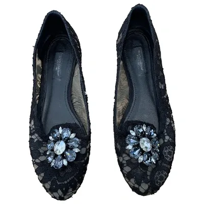 Pre-owned Dolce & Gabbana Cloth Flats In Black