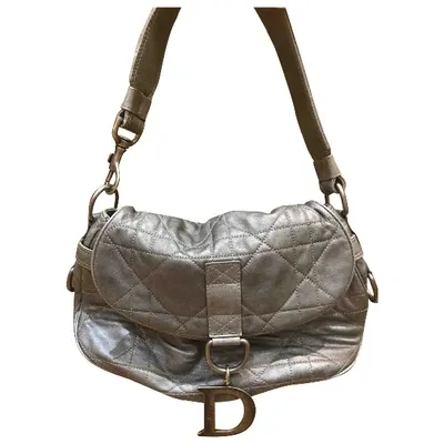 Pre-owned Dior Leather Handbag In Silver