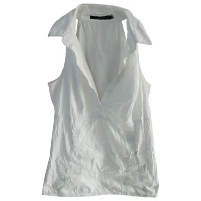 Pre-owned Calvin Klein White Cotton Top