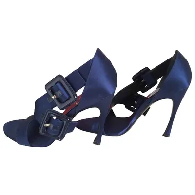 Pre-owned Roger Vivier Cloth Sandals In Navy