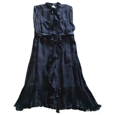 Pre-owned Luisa Beccaria Silk Dress In Navy