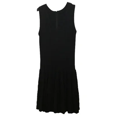 Pre-owned Alaïa Wool Mid-length Dress In Black