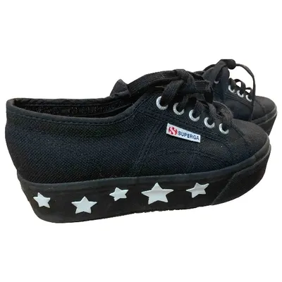 Pre-owned Superga Cloth Trainers In Black