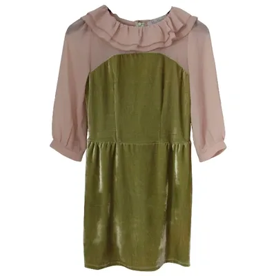 Pre-owned Max Mara Velvet Mini Dress In Khaki