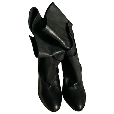 Pre-owned Jimmy Choo Leather Ankle Boots In Black