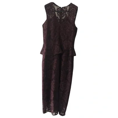 Pre-owned Burberry Lace Mid-length Dress In Burgundy