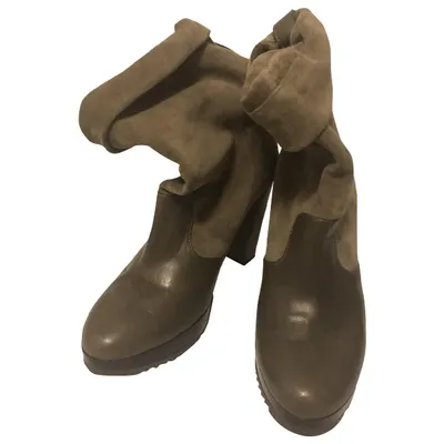 Pre-owned Robert Clergerie Ankle Boots In Khaki