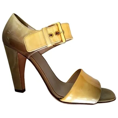 Pre-owned Prada Patent Leather Sandal In Beige