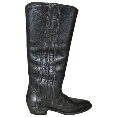 Pre-owned Golden Goose Leather Riding Boots In Black