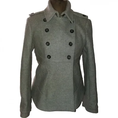 Pre-owned Calvin Klein Wool Peacoat In Grey