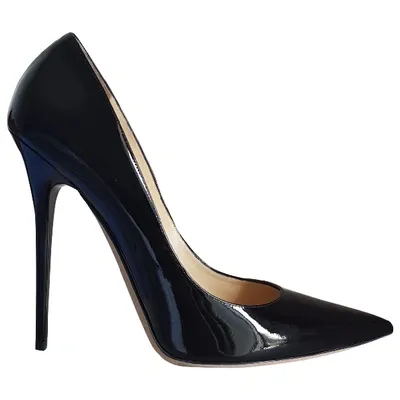 Pre-owned Jimmy Choo Anouk Patent Leather Heels In Black