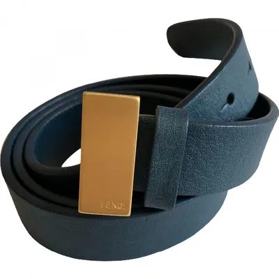 Pre-owned Fendi Leather Belt In Blue