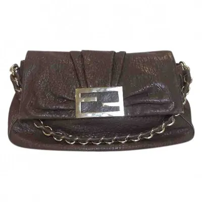 Pre-owned Fendi Leather Handbag In Brown