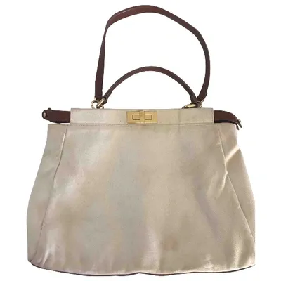 Pre-owned Fendi Peekaboo Cloth Handbag In Beige