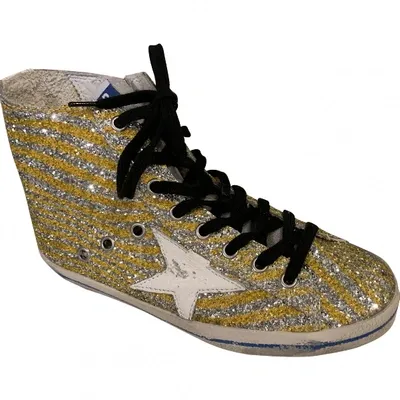 Pre-owned Golden Goose Francy Glitter Trainers In Gold