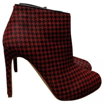 Pre-owned Rupert Sanderson Pony-style Calfskin Ankle Boots In Red