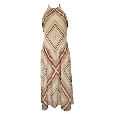 Pre-owned Valentino Silk Maxi Dress In Beige