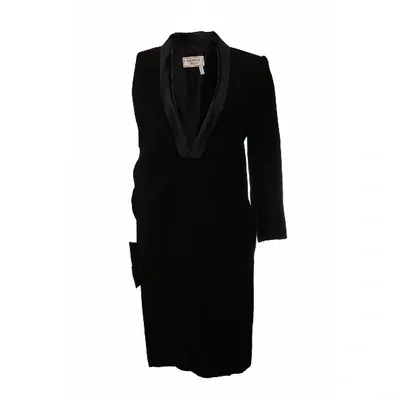 Pre-owned Lanvin Wool Mid-length Dress In Black