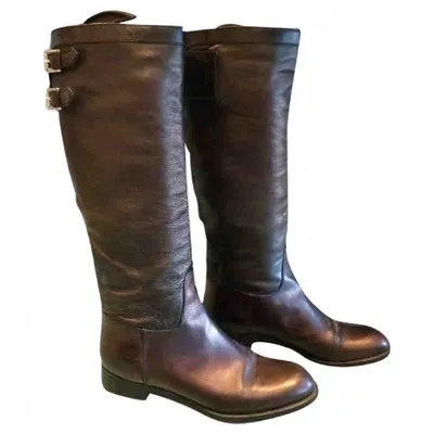 Pre-owned Gianvito Rossi Leather Riding Boots In Brown