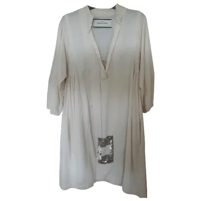 Pre-owned By Malene Birger Mini Dress In Ecru