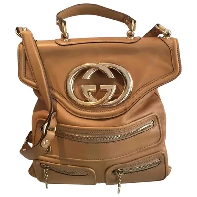 Pre-owned Gucci Leather Crossbody Bag In Camel